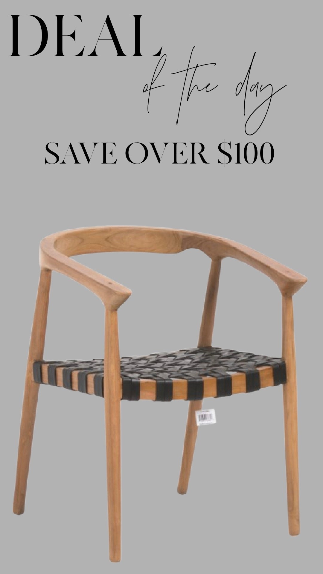 This teak wood frame chair is today’s DEAL and it’s over $100 off 🤍

I love the curved solid teak frame paired with the woven leather seat — it feels high-end, organic, and designer without the designer price tag. The shape is so good for a dining table, desk, or even styled as an accent chair in a bedroom corner.

The warm wood + black woven detail gives that modern rustic look we all love (very RH-inspired) but at a fraction of the cost.

If you’ve been wanting a statement chair that still feels neutral and timeless, this is such a good one.

#LTKHome #LTKSaleAlert