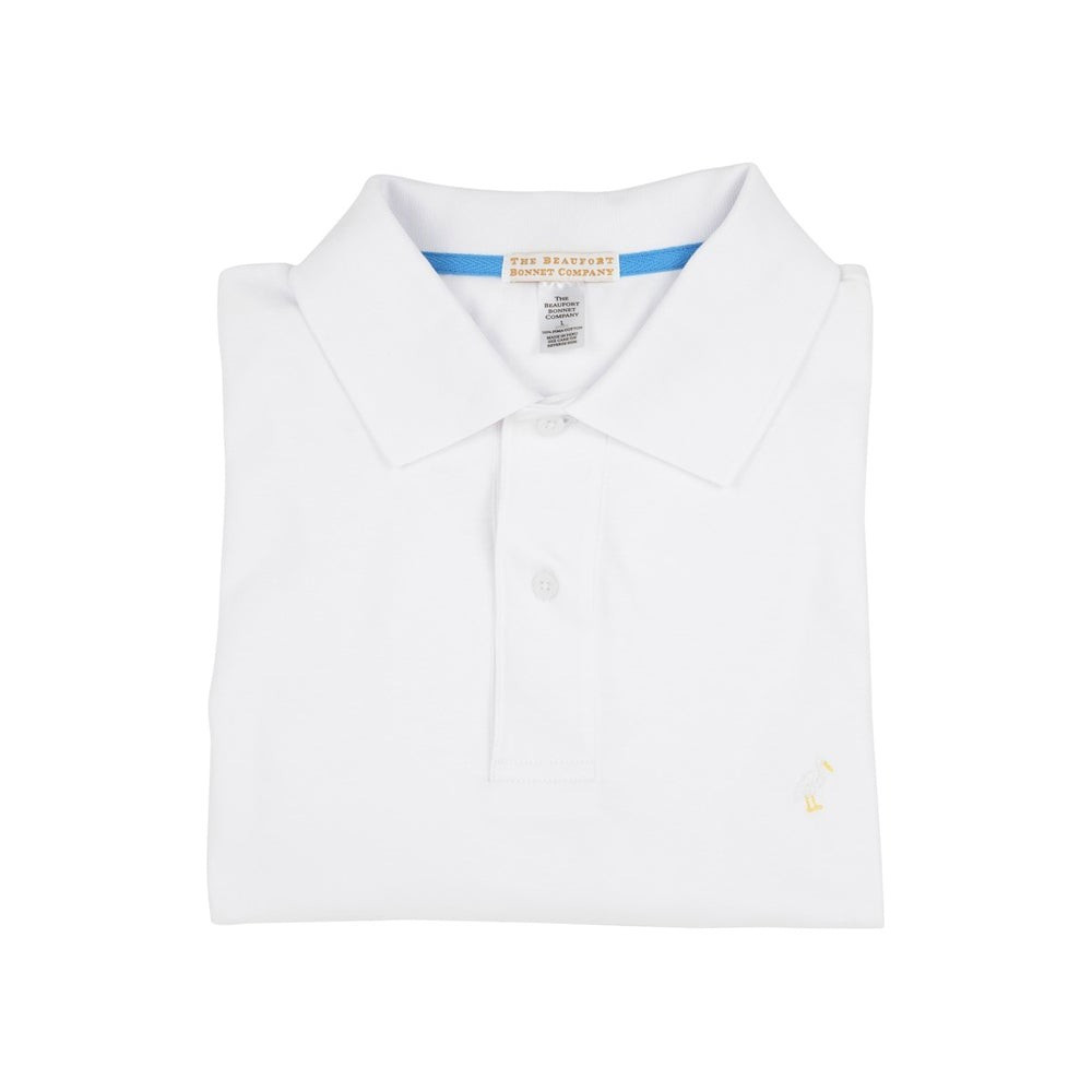 Croquet Party Polo (Mens) - Worth Avenue White with Multicolor Stork | The Beaufort Bonnet Company
