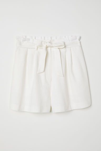 H & M - Paper Bag Shorts - White | H&M (US + CA)