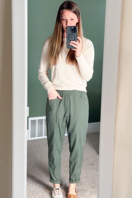 for those cooler spring days - linen pants + casual sweater. Two different shoes to show how to dress it up or down 😉 wearing small in sweater and petite small in pants (for length)

#LTKunder50 #LTKstyletip #LTKFind