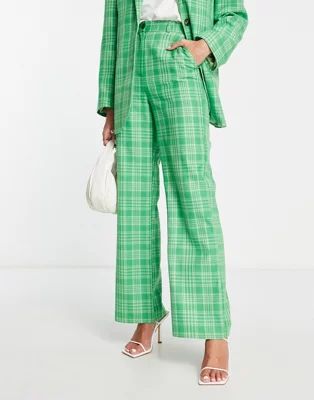 ASOS DESIGN straight ankle suit pants in green check | ASOS (Global)