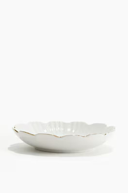 Porcelain Dish - White/gold-colored - Home All | H&M US | H&M (US + CA)