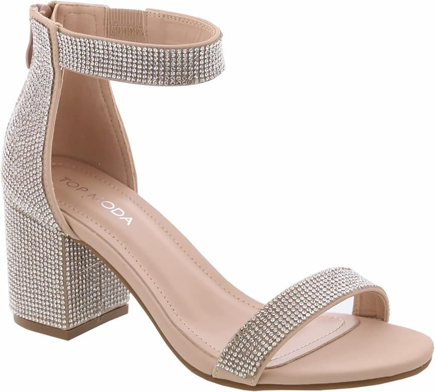 TOP Moda Darcie-1 Women's Fashion Ankle Strap Chunky Low Heel Dress Sandal Shoes | Amazon (US)