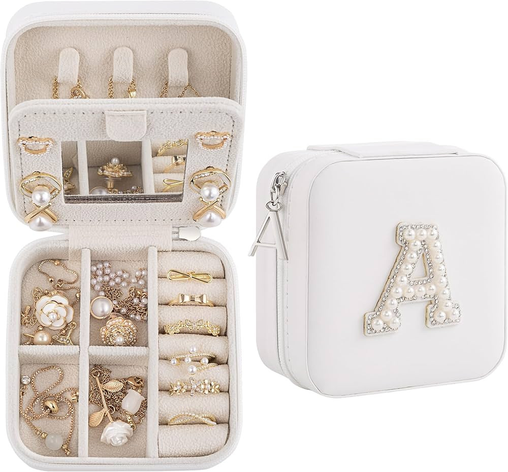 Birthday Gifts For Women, Initial Jewelry Box, Travel Jewelry Case, Gifts for Wife Girlfriend, Sm... | Amazon (US)