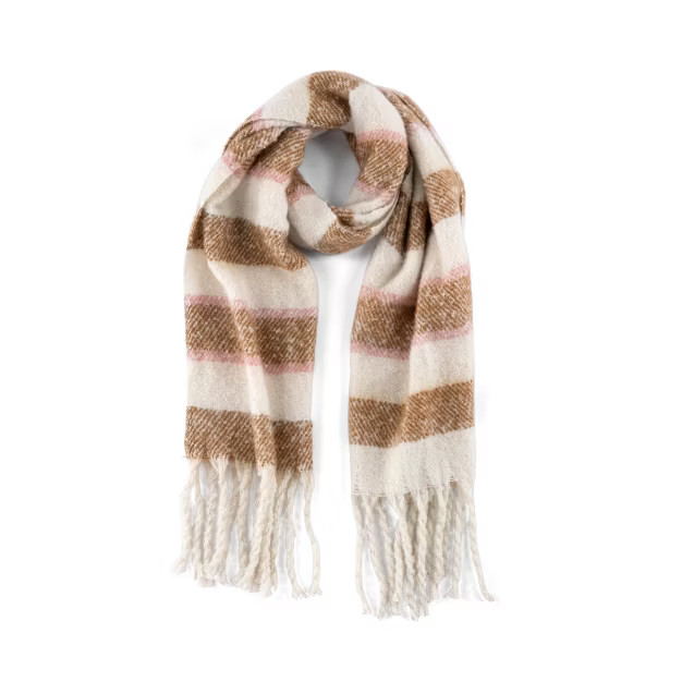 Shiraleah Brown and White Ria Stripe Oblong Scarf | Target