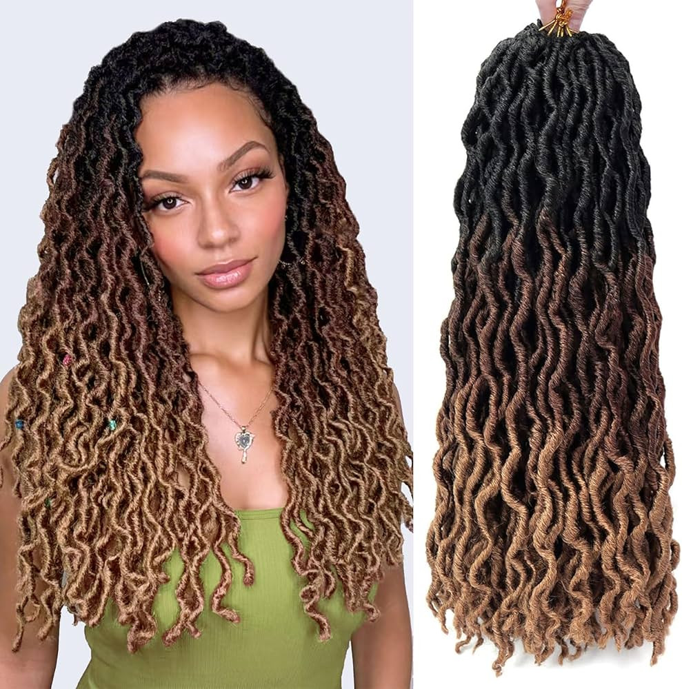 18 Inch Goddess Faux locs Crochet Hair 6 Packs/Lot Soft Gypsy Locs Wavy Crochet Braids Dreadlocks... | Amazon (US)