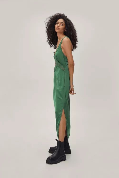 Lace Slip Satin Midi Dress | NastyGal (UK, IE)
