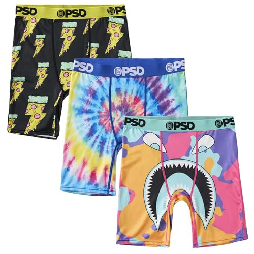 PSD Underwear Boys Youth Pizza Party Boxer Brief 3 Pack, Multi, L | Amazon (US)