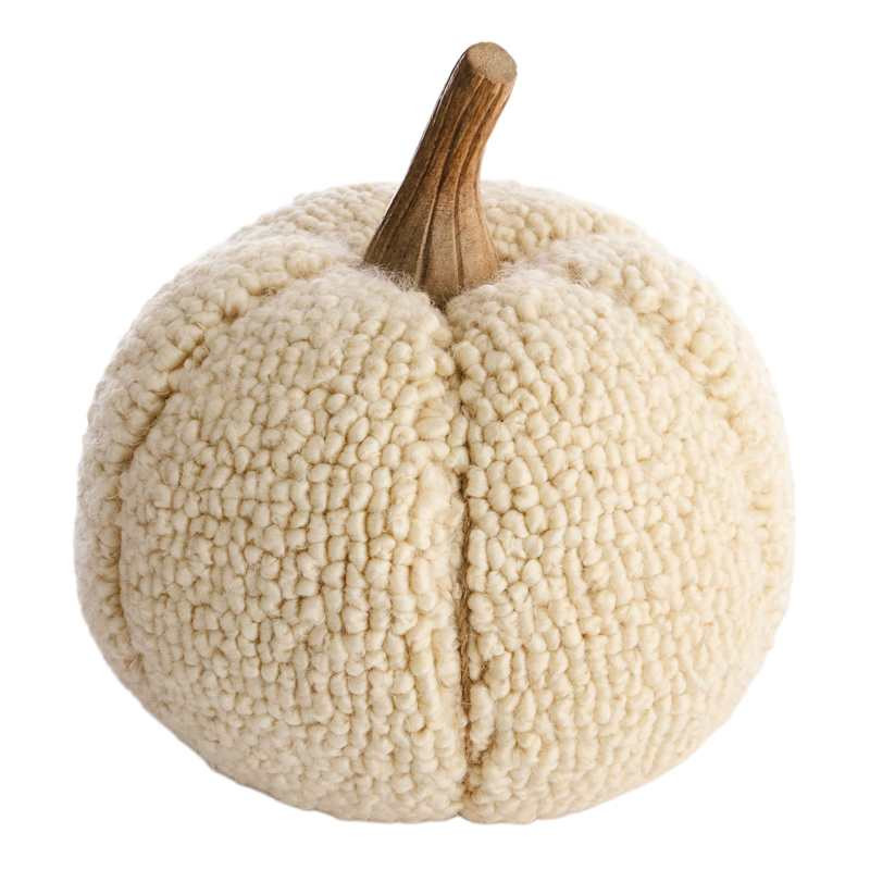 White Tufted Fabric Pumpkin, 7" | At Home