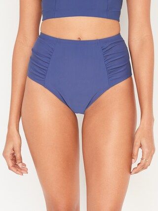 High-Waisted Ruched Bikini Swim Bottoms for Women | Old Navy (US)