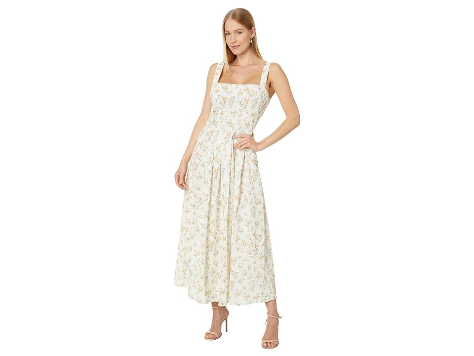 en saison Hayley Midi Dress Women's Dress Peach Print : LG, Polyester | Zappos