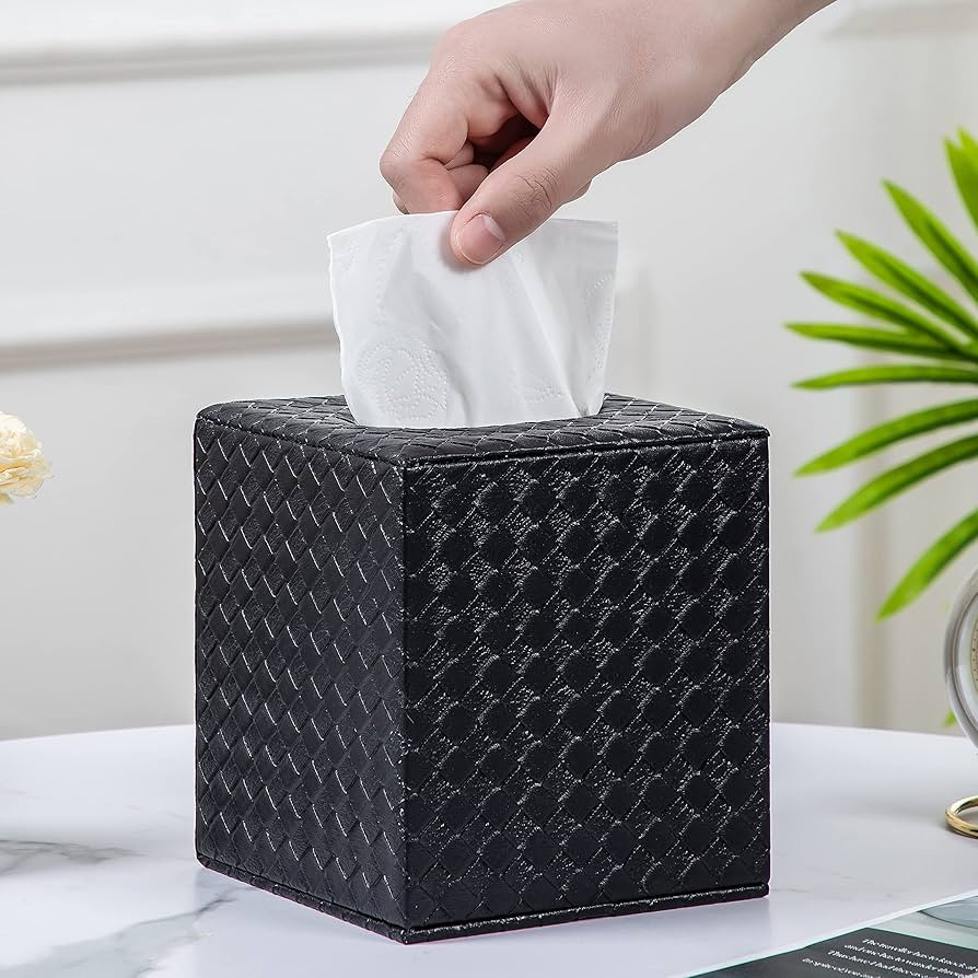 Black Tissue Box Cover,Square Tissue Box Cover,Black Tissue Box Holders,Tissue Holder for Bathroo... | Amazon (US)