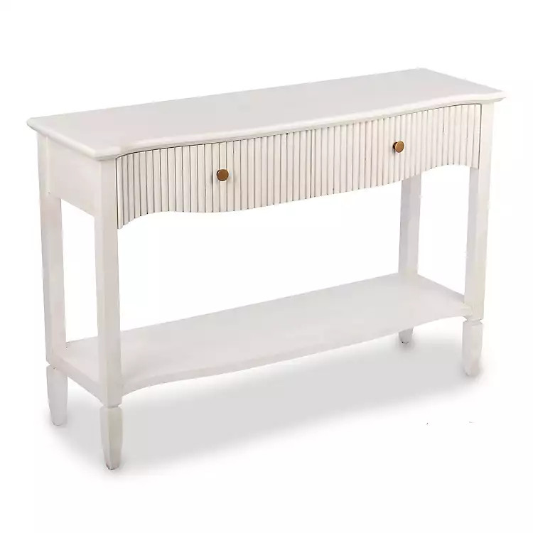 New! Elizabeth White Ribbed Drawer Console Table | Kirklands
