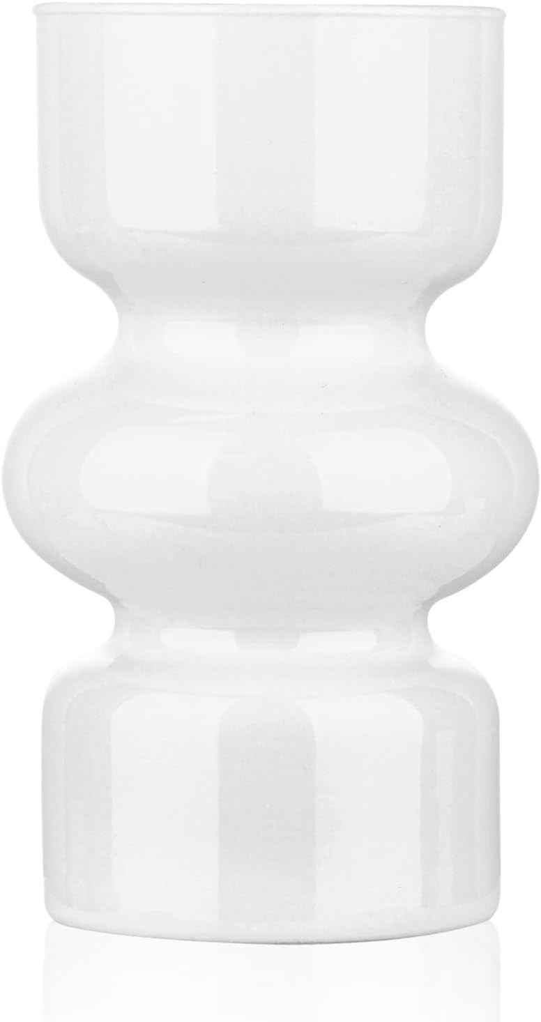 VanEnjoy White Glass Hydroponic Vase, Colored Glass vase Flower, Three-Layer 7 inch Cylinder vase... | Amazon (US)