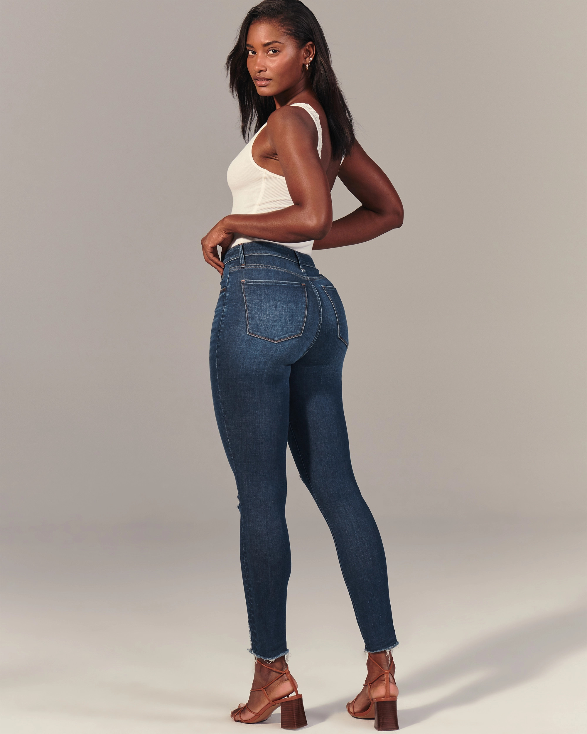 Curve Love High Rise Super Skinny Ankle Jeans | Abercrombie & Fitch (US)