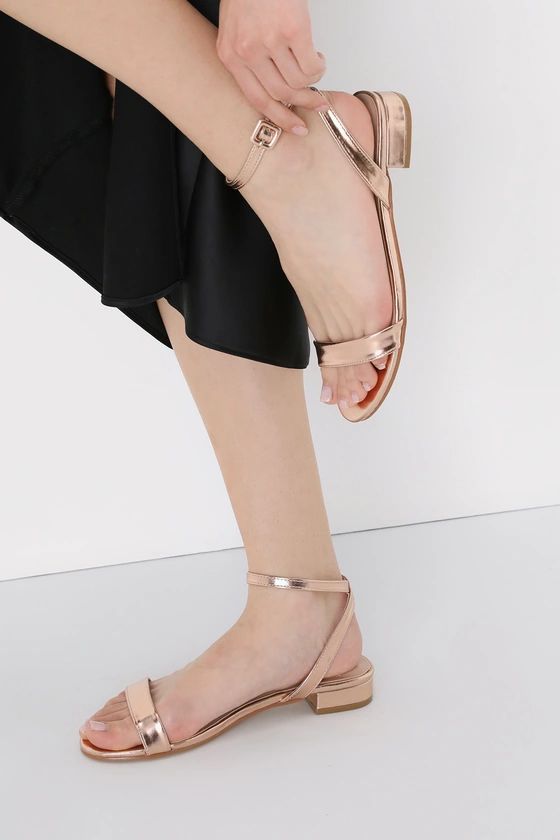 Darryian Rose Gold Ankle Strap Sandals | Lulus (US)