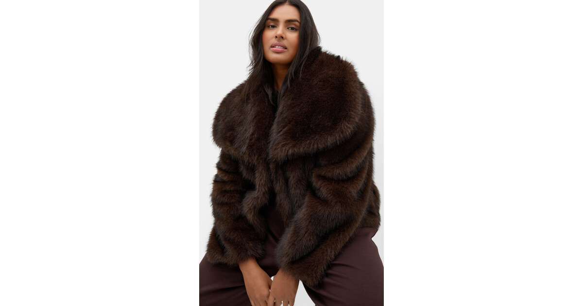 Faith Faux Fur Jacket - espresso | City Chic NZ