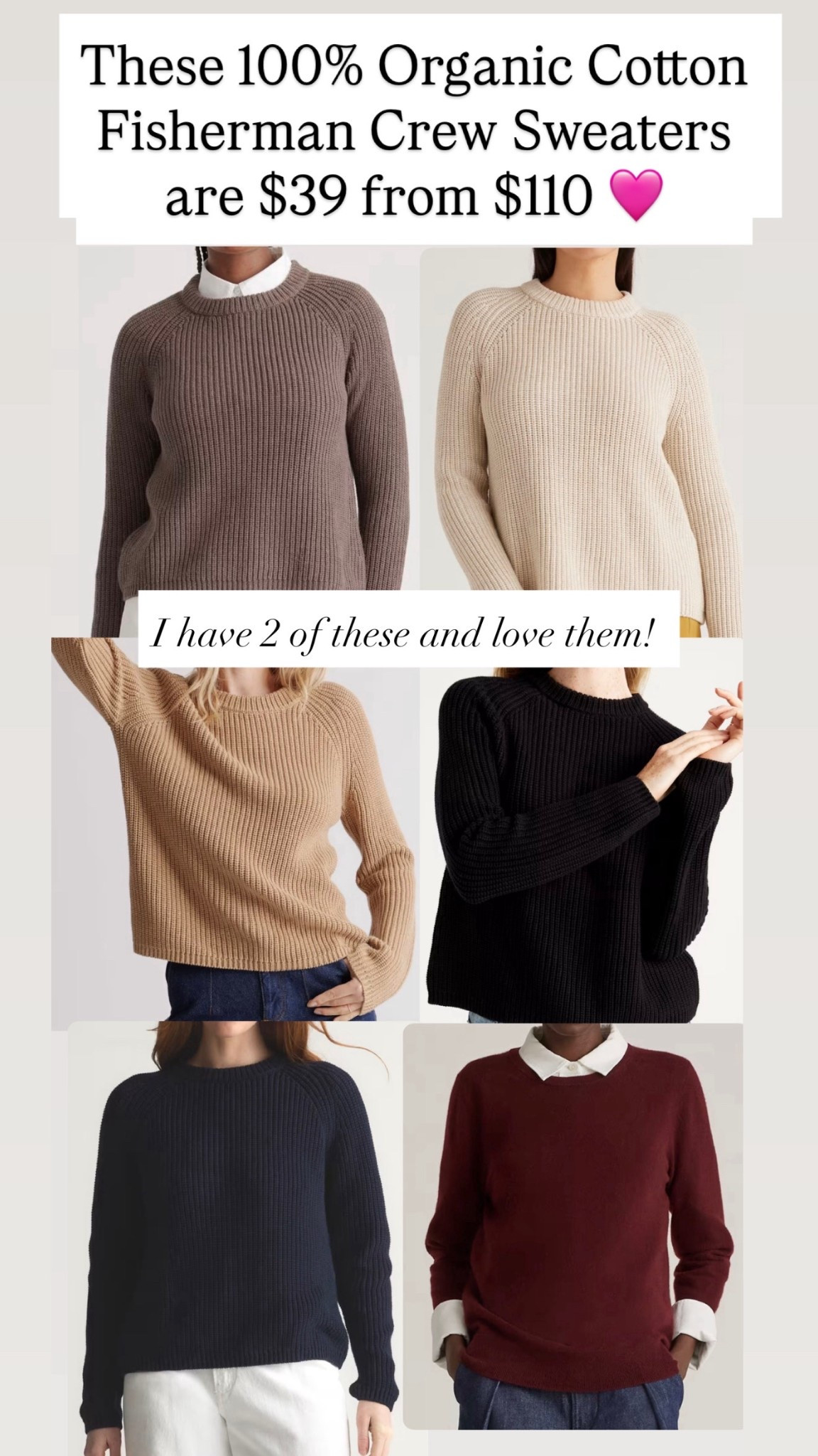 100% Organic Cotton Fisherman Crew Sweaters are $39 from $110 🩷

#LTKSaleAlert #LTKootd