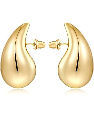 MUYAN Gold Silver Chunky Earrings for Women Lightweight Teardrop Earrings Fashion Jewelry | Amazon (US)