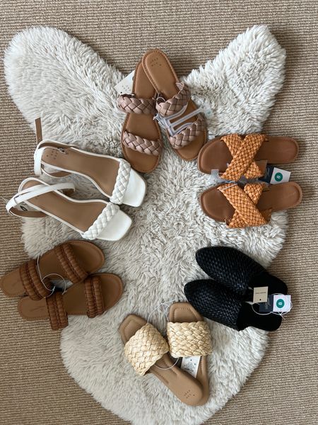 Target haul! Spring sandals from Target. Rafia slides, braided slip on sandals, espadrilles, wedges, mules, woven mules.  Perfect to go with vacation outfits, resort wear, graduation, bridal showers weddings. 

#LTKshoecrush #LTKFind #LTKunder50