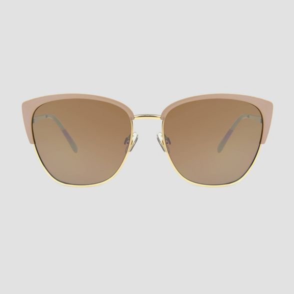 Women's Retro Browline Sunglasses - A New Day™ Beige | Target