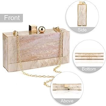 RKROUCO Glitter Marble Acrylic Clutch Purse Women Evening Handbag Perspex Crossbody Bag for Weddi... | Amazon (US)