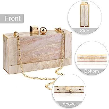 RKROUCO Glitter Marble Acrylic Clutch Purse Women Evening Handbag Perspex Crossbody Bag for Weddi... | Amazon (US)