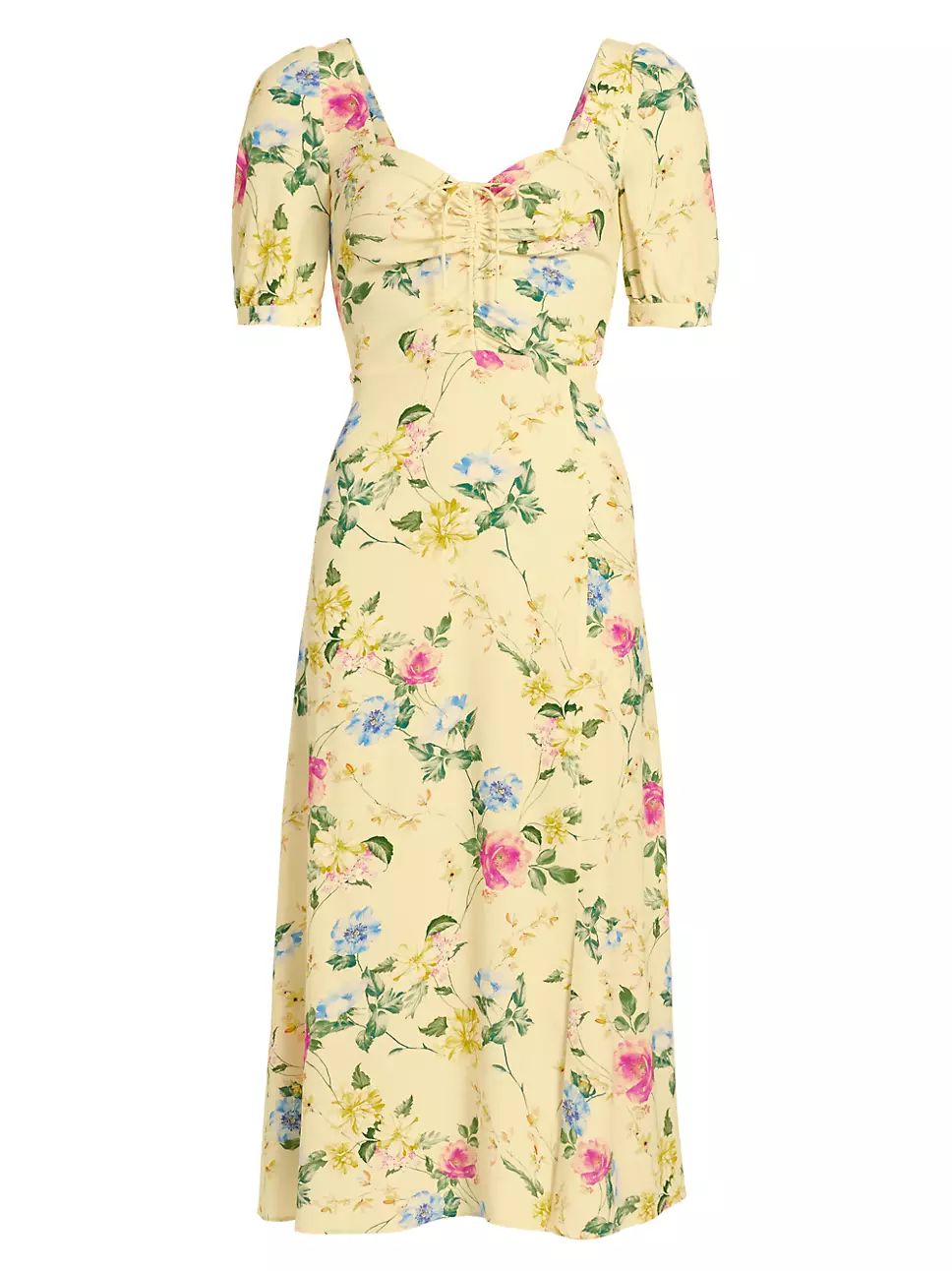 The Vineyard Floral Puff-Sleeve Midi-Dress | Saks Fifth Avenue