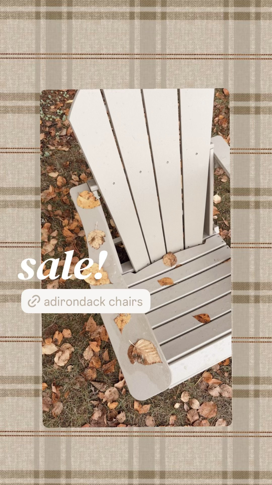 Major sale on this set of 4 weather resistant, foldable Adirondack chairs. We have them at the cabin and love them!
