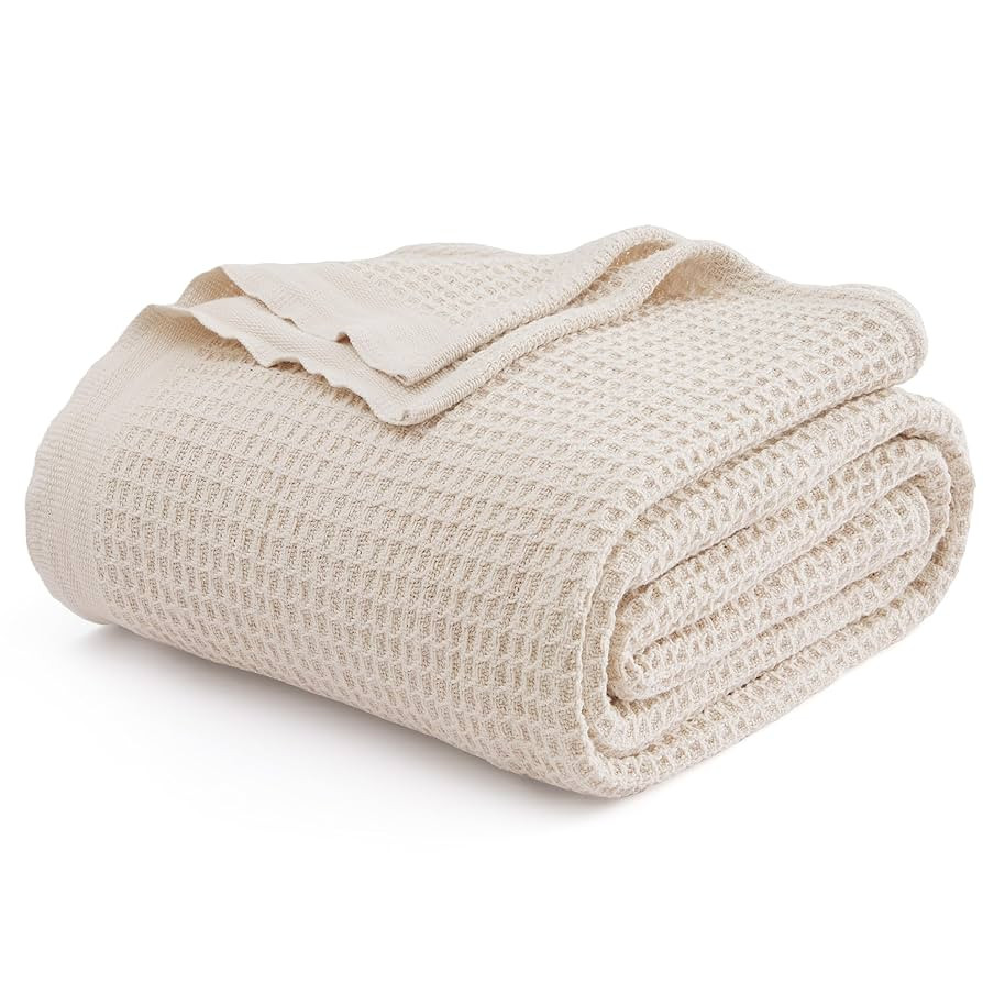 Bedsure Gentlesoft 100% Cotton Blanket King Size for Bed - Breathable and Soft, Waffle Weave Blan... | Amazon (US)