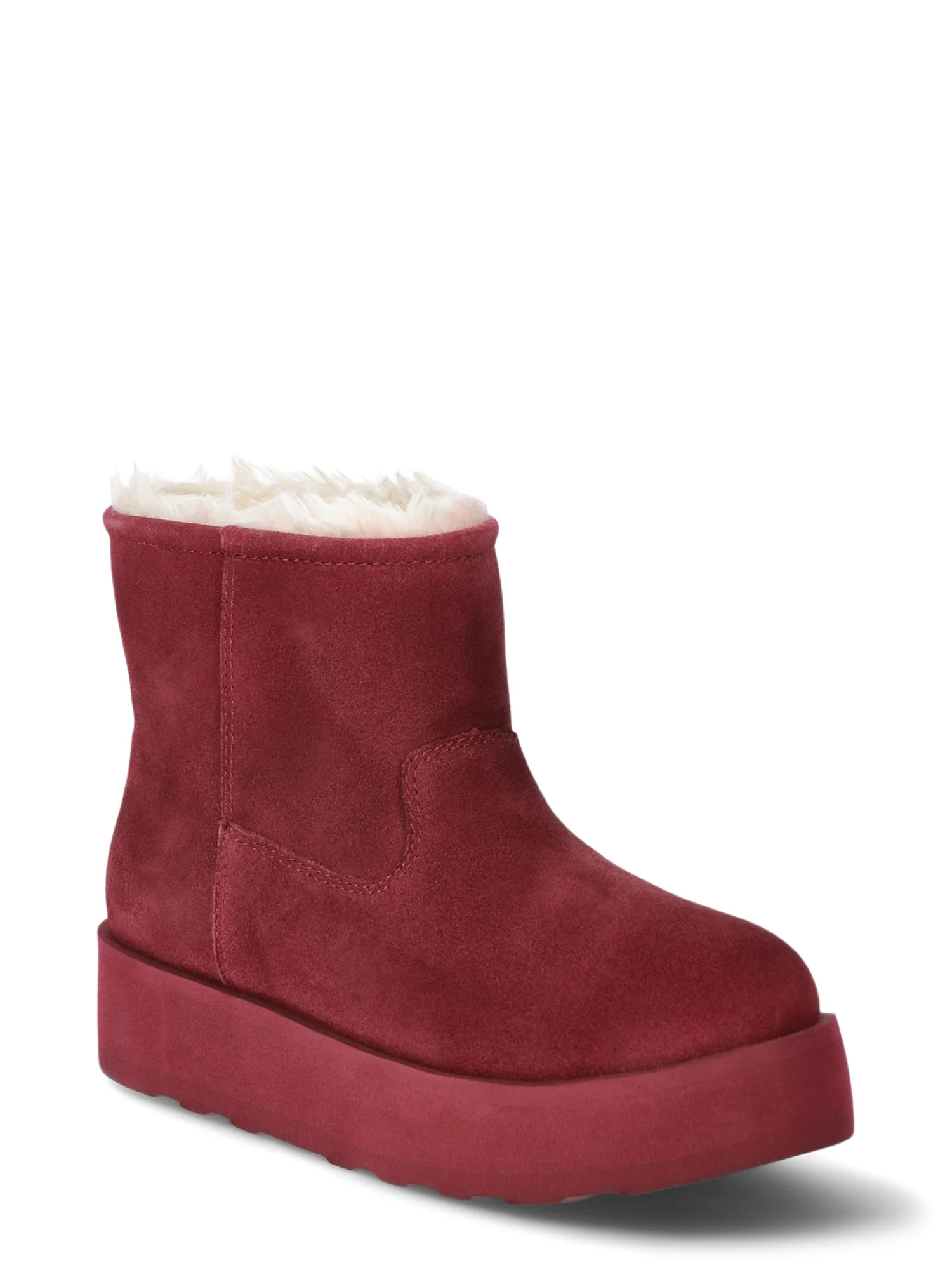 Time and Tru Women's Genuine Suede Platform Cozy Boots | Walmart (US)