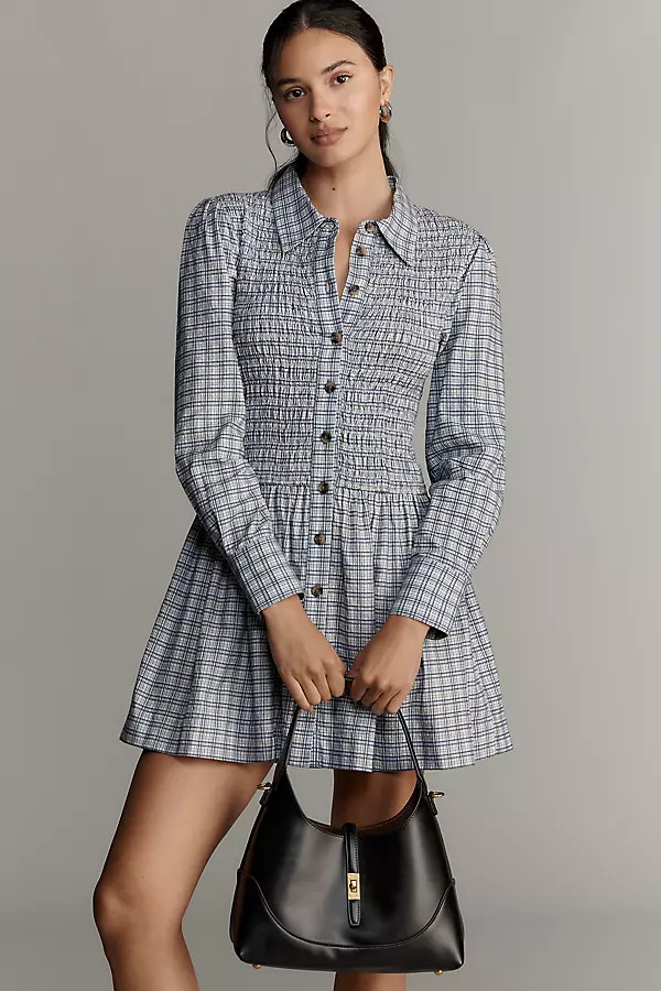 Damson Madder Bora Shirred Mini Dress | Anthropologie (US)