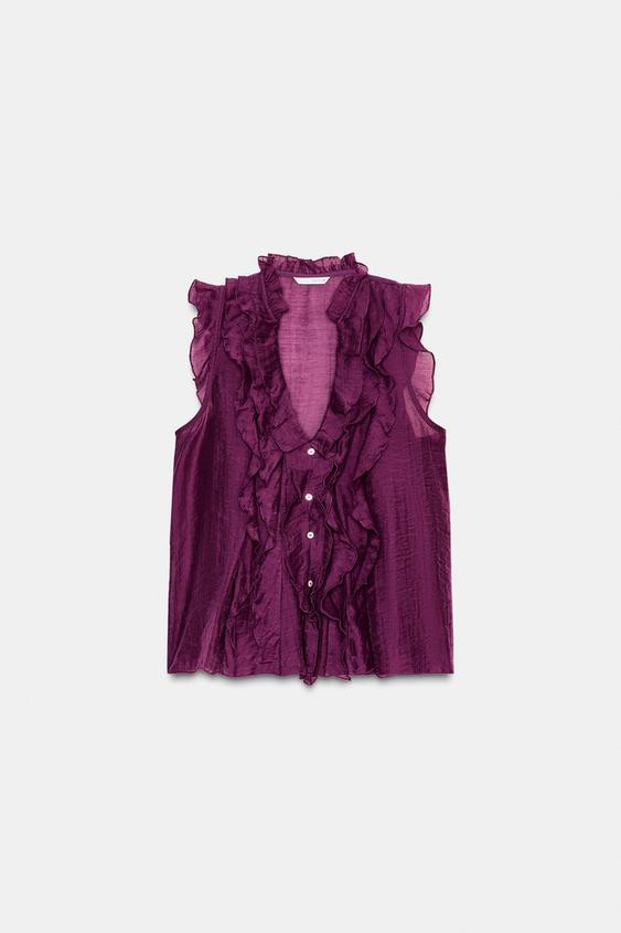FLOWING RUFFLED TOP | Zara AU