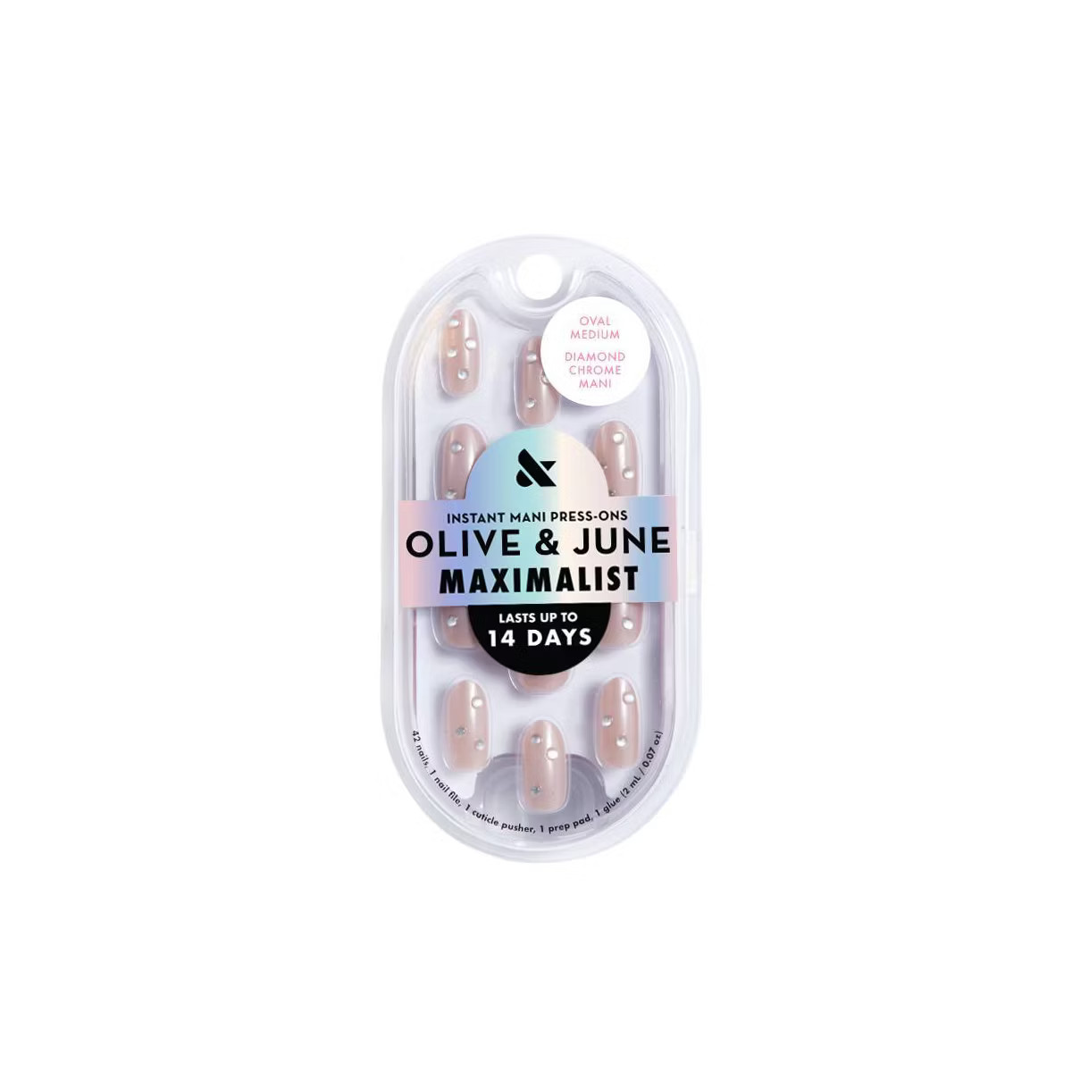 Olive & June Press-On Fake Nails - Maximalist - M Oval - Diamond Chrome Mani - 42ct | Target