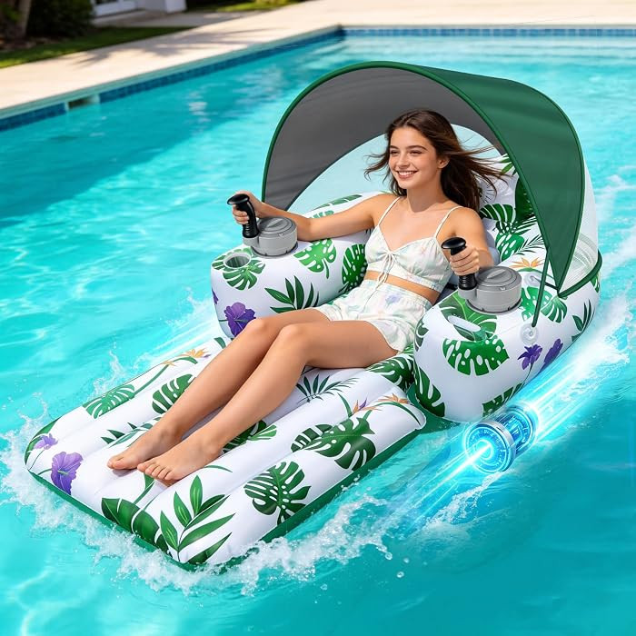 GIGIGO Motorized Pool Float for Adults, Rechargeable Electric Inflatable Lounger with Canopy, Lak... | Amazon (US)