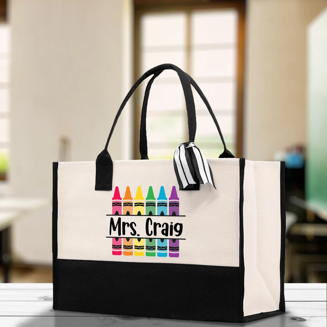 Personalized Teacher Cotton Canvas Tote Bag Gift for Teachers Teacher Life Tote Custom Teacher Ap... | Etsy (US)