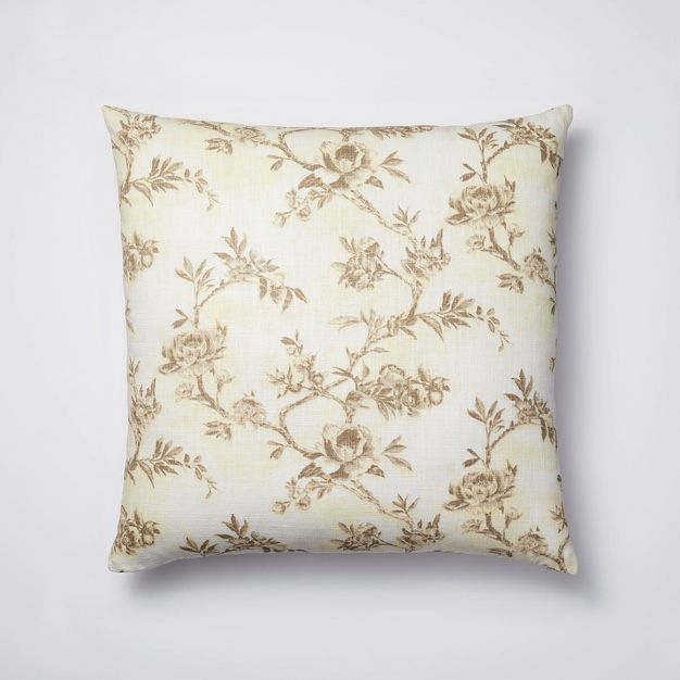 Euro Etched Neutral Floral Decorative Throw Pillow - Threshold™ designed with Studio McGee | Target