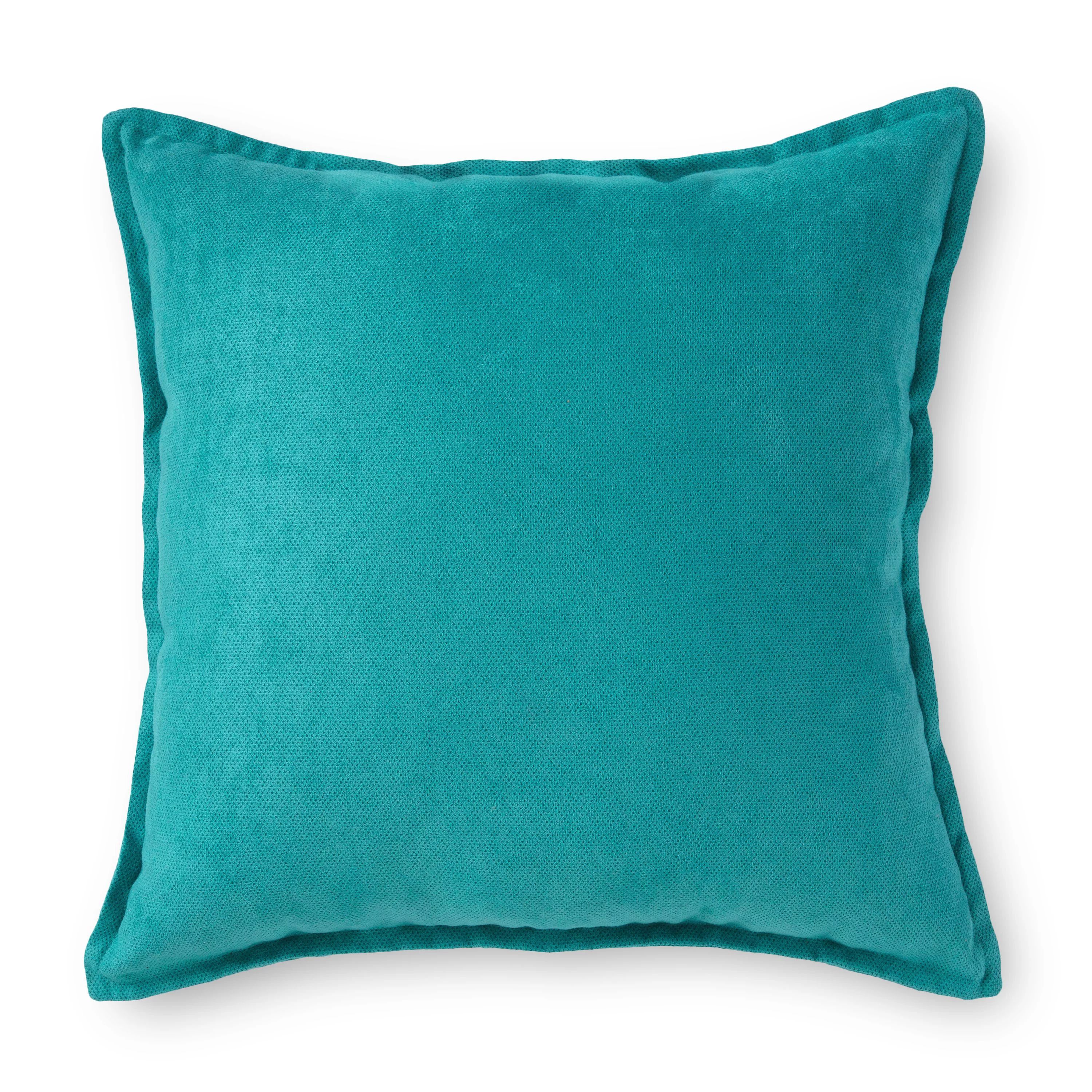 Mainstays Faux Suede Decorative Square Throw Pillow with Flange, 18" x 18", Peacock - Walmart.com | Walmart (US)