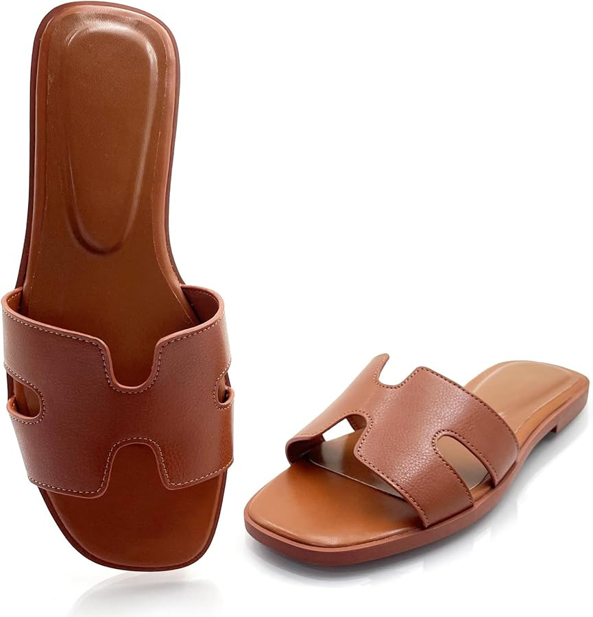 Womens Flat Sandals,Anti slip fashion sandals,Flat Slide Sandals for women,Comfy Style,women's gi... | Amazon (US)