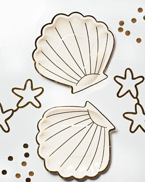 Shell Paper Plates  9 Wide  Set of 8  Mermaid Theme - Etsy | Etsy (US)