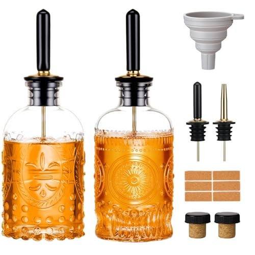 2 Pack Glass Coffee Syrup Dispenser Bottles Set, 7 OZ Simple Syrup Bottles with Metal Pour Spout,... | Amazon (US)