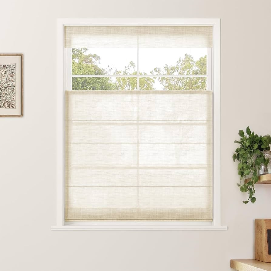 TWOPAGES Cordless Roman Shades Linen Blend Top Down Botton Up Roman Blinds for Windows, Custom Ma... | Amazon (US)