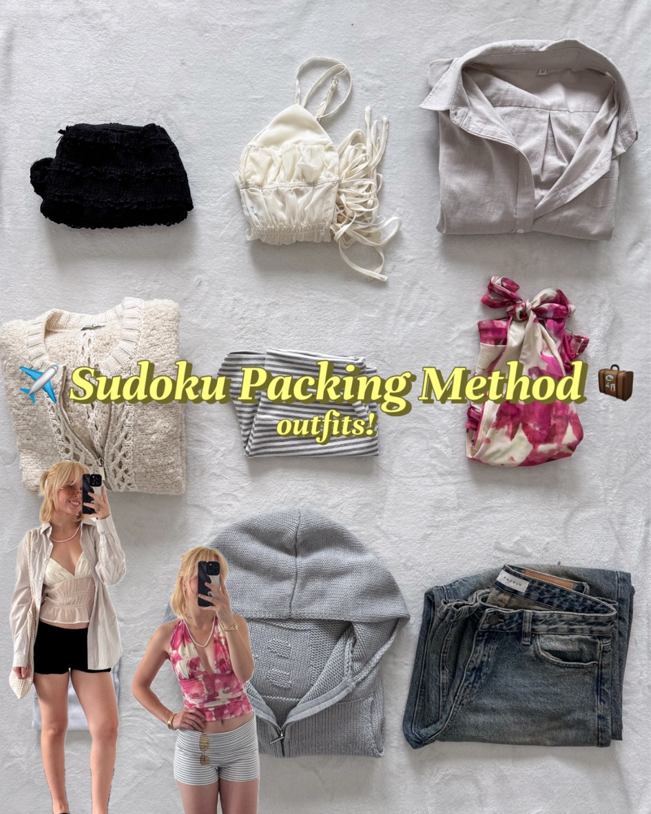 hiii! here are some outfits i came up with using the sudoku packing method!  if you’re unfamiliar with the sudoku packing method, it’s where you start with 3 pairs of bottoms in a diagonal row, then add tops & outerwear to fill in the gaps. then you should have an outfit from every column & every row! i posted this method before but i ran out of space to show the outfits on! so here is how each row’s outfit turned out :) i will also be making a post for the columns! <3 #vacationmode #sudokupackingmethod #outfitinspo

#LTKootd #LTKSeasonal #LTKTravel