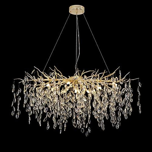 Akeelighting Crystal Chandelier Lighting L47" Rectangle Modern Tree Branch Gold Chandeliers Dinin... | Amazon (US)