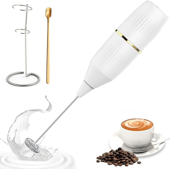 Homexup Handheld Milk Frother 14,000 RPM Drink Mixer Wand with Stand & Stirring Spoon Quiet One-B... | Amazon (US)