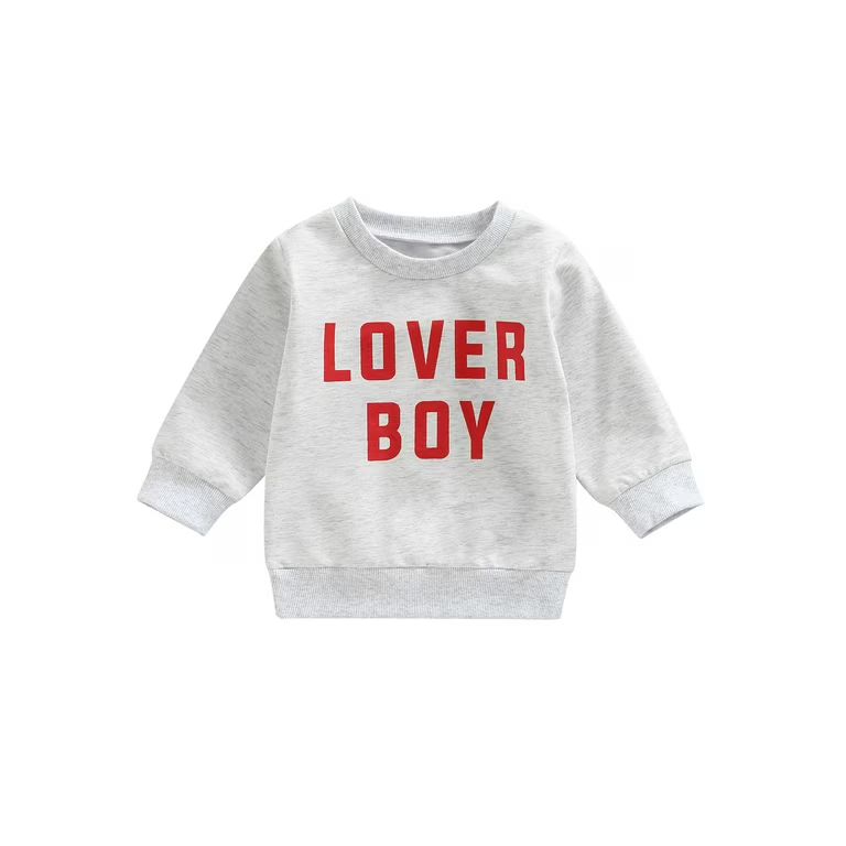 Toddler Valentines Day Shirt for Boy Girl Letter Long Sleeve Crewneck Sweatshirt Casual Clothes | Walmart (US)
