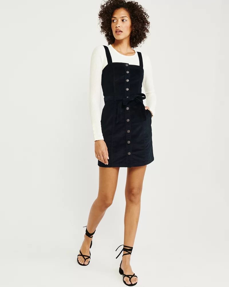 Button-up Corduroy Pinafore Dress | Abercrombie & Fitch US & UK