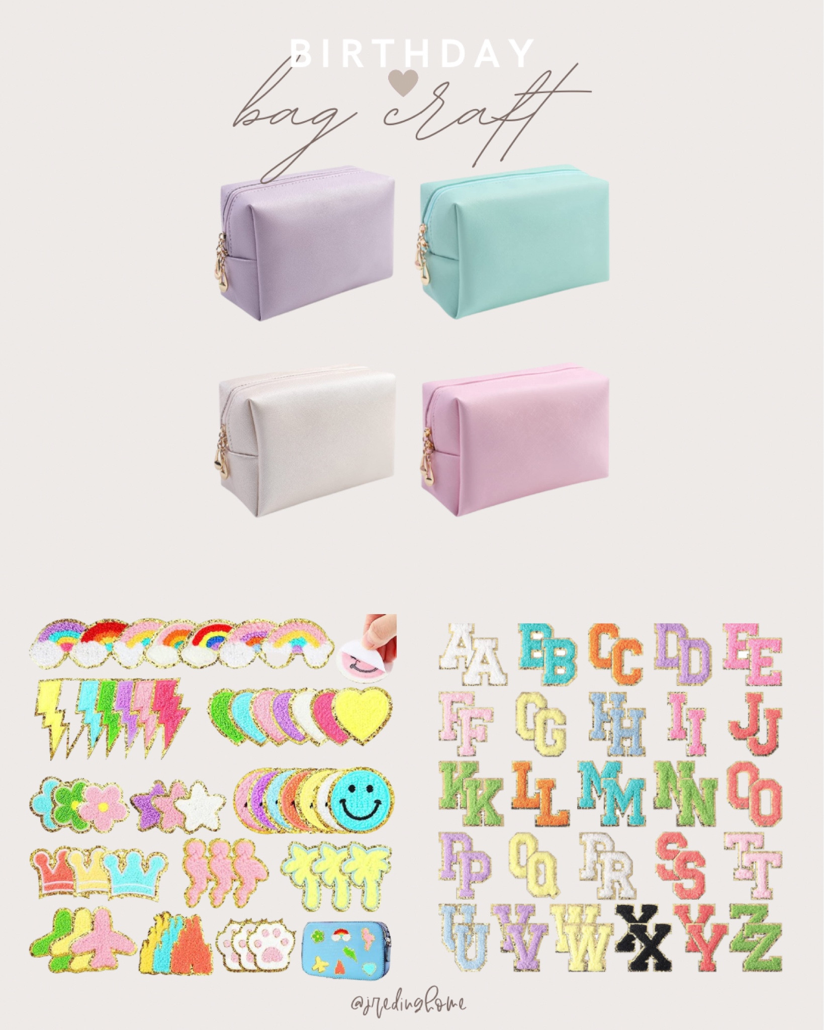  Birthday Cosmetic bag with chenille letters