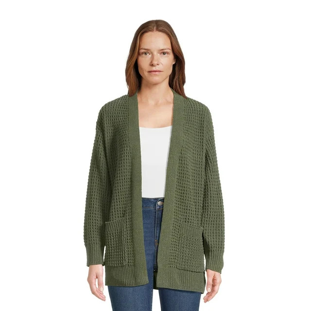Time and Tru Women's Chenille Waffle Knit Cardigan | Walmart (US)