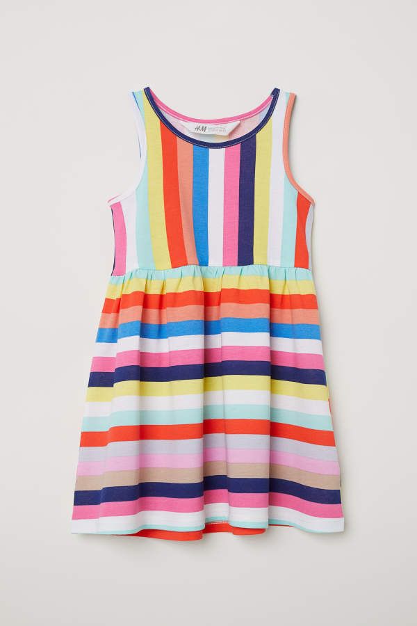H & M - Sleeveless Jersey Dress - Multicolored stripes - Kids | H&M (US)